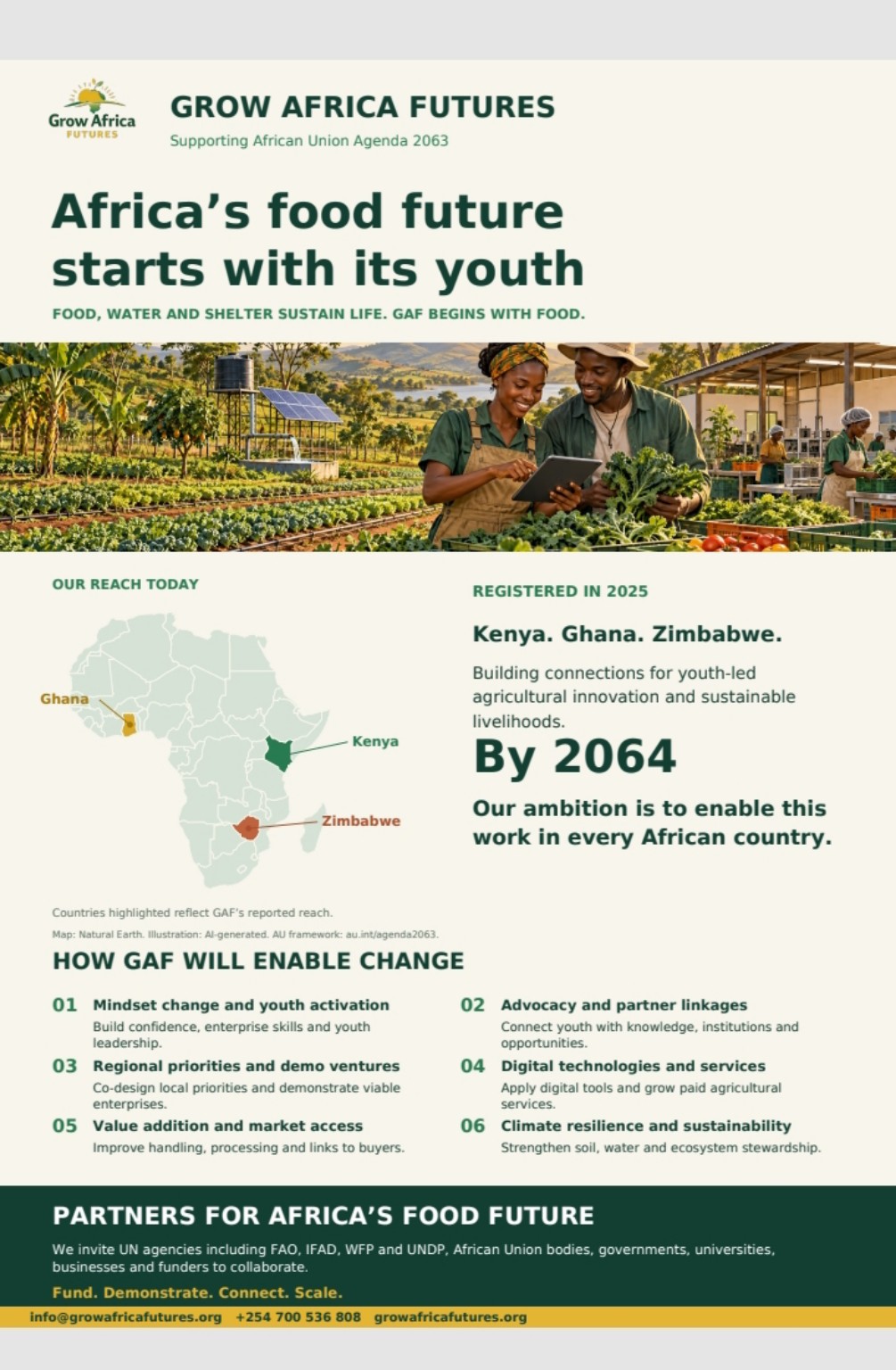 Food, water and shelter sustain life. Grow Africa Futures begins with food.